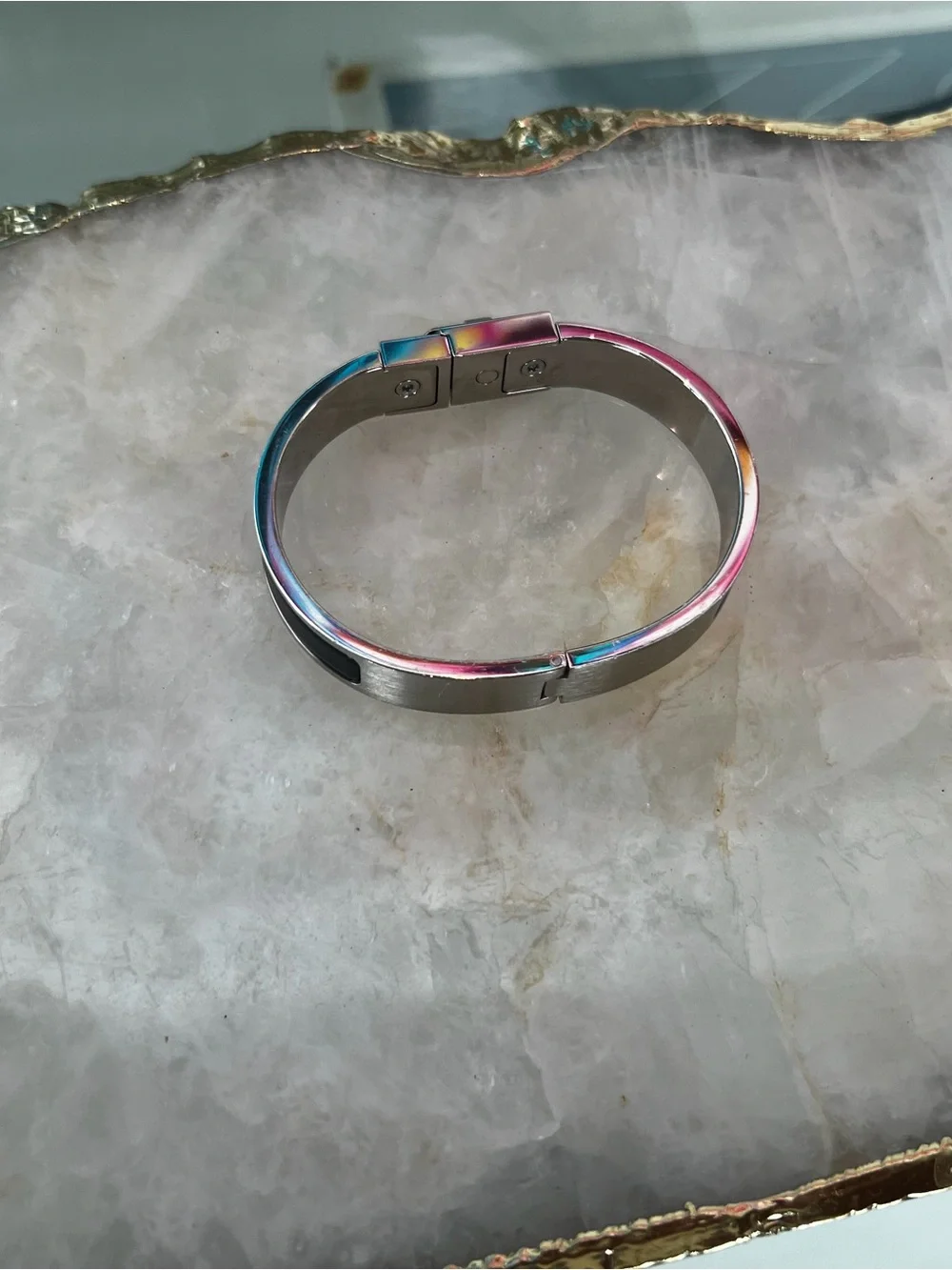 Hermes Black and Silver MEN Hinged Bracelet